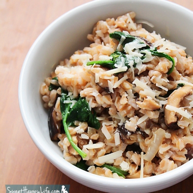 Farro with Shiitake Mushrooms and Baby Spinach